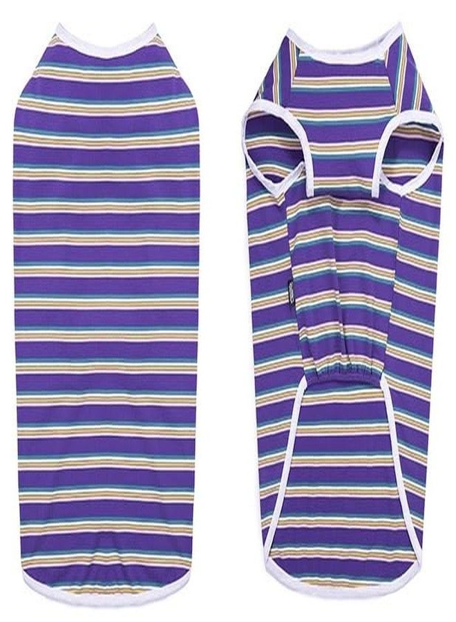 PETANGEL Cotton Striped Dog Shirts for Medium/Large Dogs | Breathable Stretchy Fashion Big Dogs Clothes for Beagle, Corgi, Husky, Labarador, Golden Retriver, Samoyed etc (Purple, Size: 2XL) - Image 5